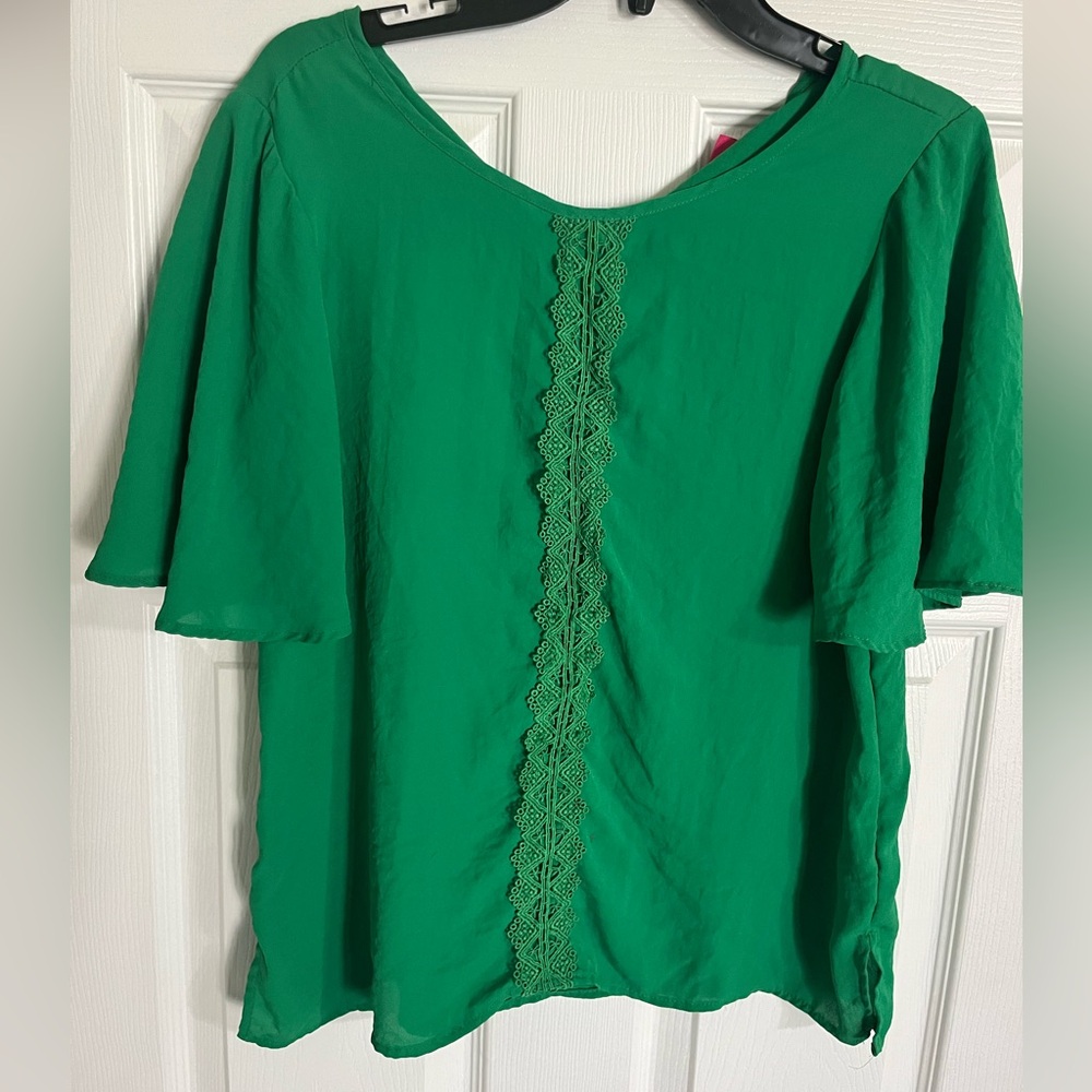 Vince Camuto Green Short Sleeve Blouse Womens Size Small